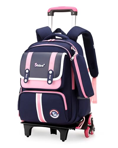 Wenlia Rolling Rucksack für Mädchen, Kinder Trolley Schulranzen Schultasche Wasserdichter abnehmbarer Rucksack mit 6 Rädern Primary Student Kinder Tagesrucksack für Reisen/Outdoor von Wenlia