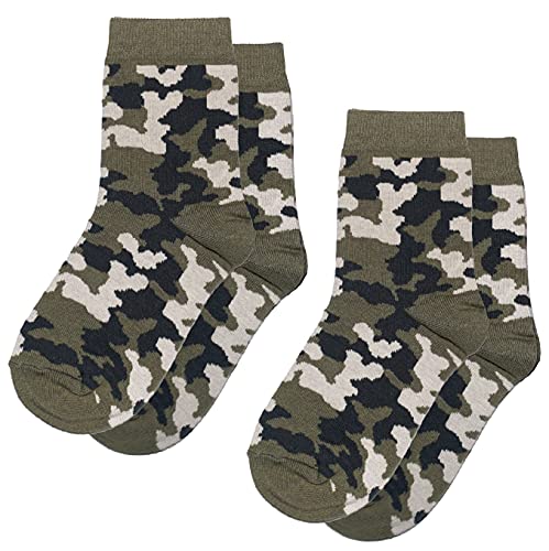 Weri Spezials Baby und Kinder Socken für Jungen Baumwolle in Doppelpack 2er Set tolle Designs (35-38, Khaki Military 2er) von Weri Spezials