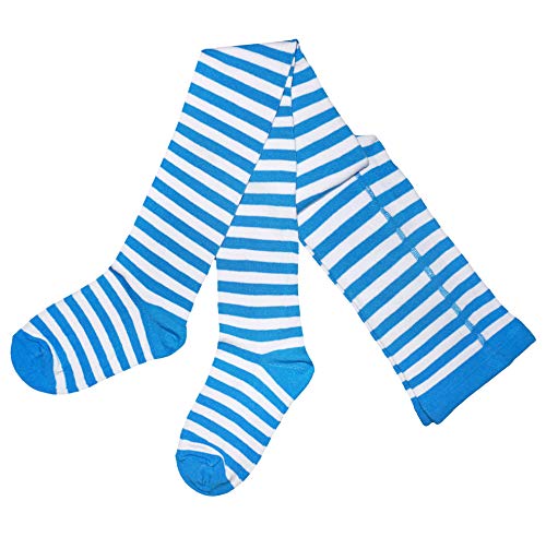 Weri Spezials Baby und Kinder Strumpfhose für Mädchen mit Ringel in verschiedenen Design- und Farbvariationen. (134-146, Weiß-Blau) von Weri Spezials