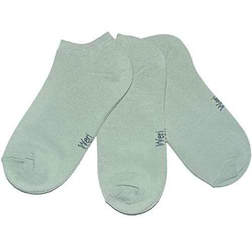 Weri Spezials Sneaker Socken 3 Paar Damen und Kinder Sportsocken 3-er Pack Baumwolle Sneakersocken Set Uni Glatt (as3, numeric, numeric_31, numeric_34, regular, regular, Grau Olive) von Weri Spezials