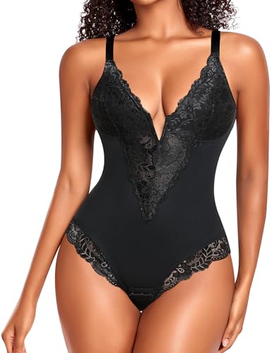 Werkiss Figurformender Body für Damen, schlankmachend, flacher Bauch, Shapewear, Bodysuit, unsichtbare Spitze, Schlankheitseffekt, Schwarz , 38 von Werkiss