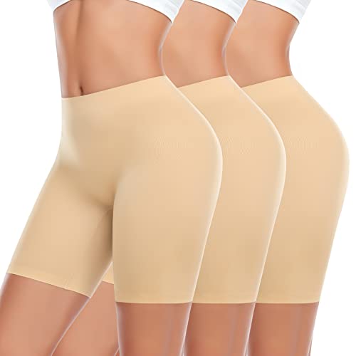 Werkiss Radlerhose Damen Anti Scheuern Unterhose Unter Rock Hose Kurz für Kleid Hohe Taille Slipshort Nahtlos Boxershorts Unterwäsche Hotpants(#2 Nude+Nude+Nude, 2XL) von Werkiss