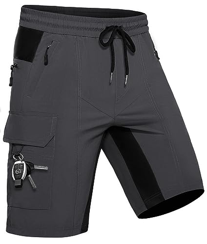 Wespornow Kurze Hose Herren Shorts Sommer mit 5 Taschen Stretch Leichte Cargo Sporthose Arbeitshosen Männer Kurz Wanderhose Bermuda Jogginghose Chino MTB Cargohose Gym Leinen(Grau, S) von Wespornow