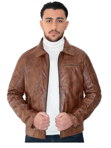 West clever 100% Schaffell echte Herren-Lederjacke, Jacken Herren, Winterjacke Jungen, lederjacke herren, winddichter Biker-Ledermantel, Outdoor-Winterjacke Herren, Antiker Reißverschluss GROSS braun von West clever