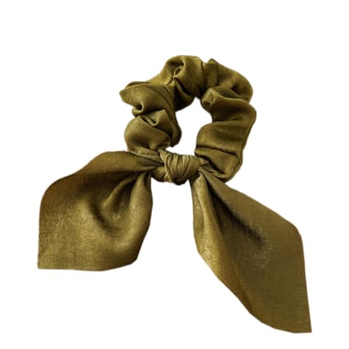 2 Stück Scrunchies Haargummis Damen mit Schleife,Gummibänder Haarbänder,Elastische Dicke Bänder für Haare,Haare Ringe Haarschmuck,Pferdeschwanzhalter,Hair Accessories für Mädchen Damen,Dunkelgrün von Whakano