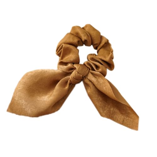 2 Stück Scrunchies Haargummis Damen mit Schleife,Gummibänder Haarbänder,Elastische Dicke Bänder für Haare,Haare Ringe Haarschmuck,Pferdeschwanzhalter,Hair Accessories für Mädchen Damen,Braun von Whakano