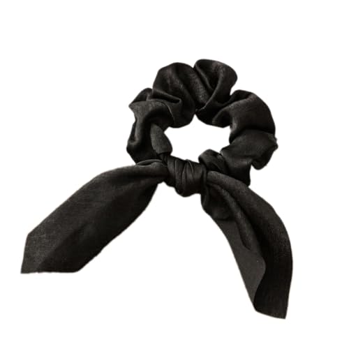 4 Stück Scrunchies Haargummis Damen mit Schleife,Gummibänder Haarbänder,Elastische Dicke Bänder für Haare,Haare Ringe Haarschmuck,Pferdeschwanzhalter,Hair Accessories für Mädchen Damen,Schwarz von Whakano