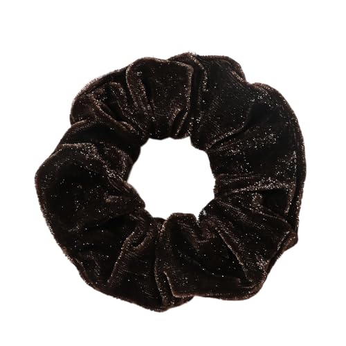 5 Stück Samt Scrunchies Haargummis für Damen,Gummibänder Haarbänder,Elastische Dicke Bänder,Haare Ringe Haarschmuck,Pferdeschwanzhalter,Haarring des Dickdarms für Mädchen Damen,Dunkelbraun von Whakano