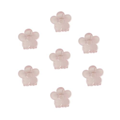 7 Stück Mini Blumen Haarklammern 2cm,Kleine Haarspangen für Damen,Mini Hair Claw Clips,Starker Halt,Haarschmuck Krallenklammern Haarstyling-Zubehör,Alltag Party Urlaub,Hellrosa von Whakano