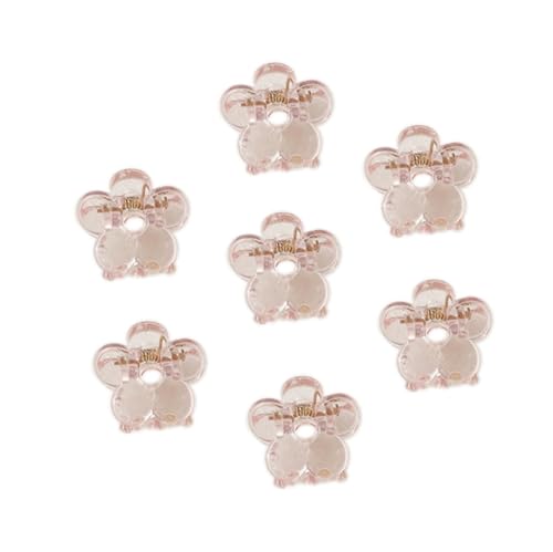 7 Stück Mini Blumen Haarklammern 2cm,Kleine Haarspangen für Damen,Mini Hair Claw Clips,Starker Halt,Haarschmuck Krallenklammern Haarstyling-Zubehör,Alltag Party Urlaub,Rosa von Whakano