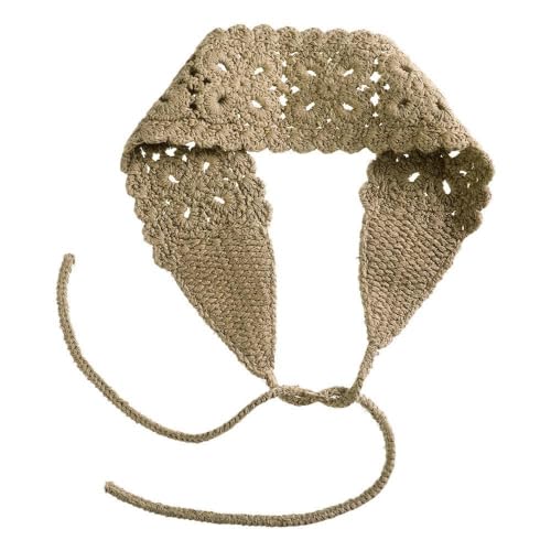 Boho Häkel Stirnband für Damen,Blumenmuster Haarbänder,Häkel Kopfwickel Haarband,Haarreif,Haarschmuck für Party Dekorationen Kostüm,Maskerade,Cosplay,Frauen und Mädchen,Helles Khaki von Whakano