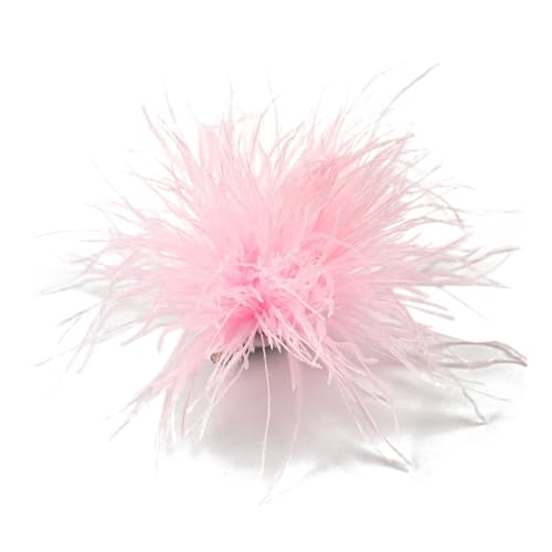 Elegante Feder Brosche,Damen Haarspange,Straußenfeder Ansteckbrosche,Vintage Corsage,Schal Pin,Pullover Hemd Hüte Clips für Damen,Kleidung Zubehör,für Hochzeit Bankett Party,Hell-Pink von Whakano