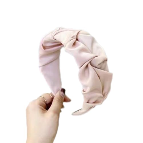 Plissiertes Stirnband für Damen,Breite Stirnband,Haarband Haarreifen,Stoff Haarreif Haarschmuck für Damen und Mädchen,Haarzubehör,Hochzeit,Party,Bühne,Urlaub,Yoga,Gesicht waschen,Rosa von Whakano