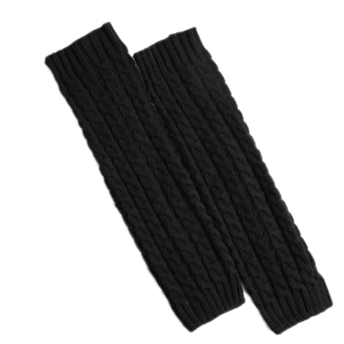 Whakano Damen Langer Stulpen Beinwärmer Beinstulpen,Frauen Mädchen Winter Crochet Stricken Stulpen Legwärmer Strümpfe Overknees,für Ballett Fitness Yoga,Tanzen,Sport,Gym,Bergtouren,40cm,Schwarz von Whakano