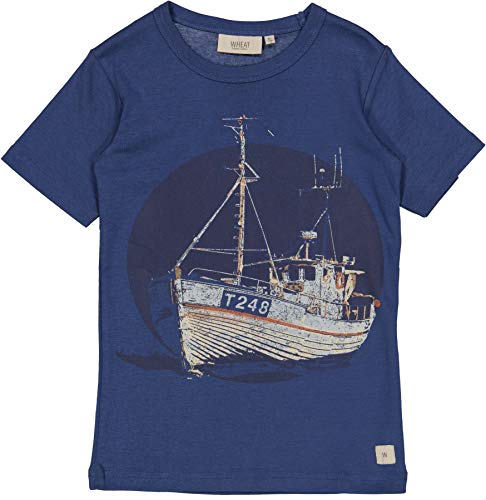 Wheat T-Shirt Fishing Boat Cool Blue - T-Shirt mit Fischboot Print Junge Boy nordisch (110) von Wheat