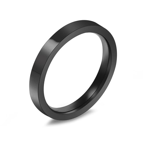 Whoiy Dünn Ringe Damen Schwarz 3MM, Eheringe Partnerringe Poliert Edelstahl Verlobungsringe Zum Valentinstag mit Personalisiert Gravur für Sie Größe 49 (15.6) von Whoiy