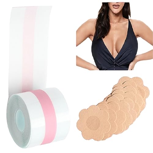 Wieysdoo Clear Brust Boob Tape BH Lift Up Selbstklebendes Push-Up-Band Brustpasteten mit 5 Paar Brustwarzenabdeckungen DIY Lift Tape für A-E Cups von Wieysdoo