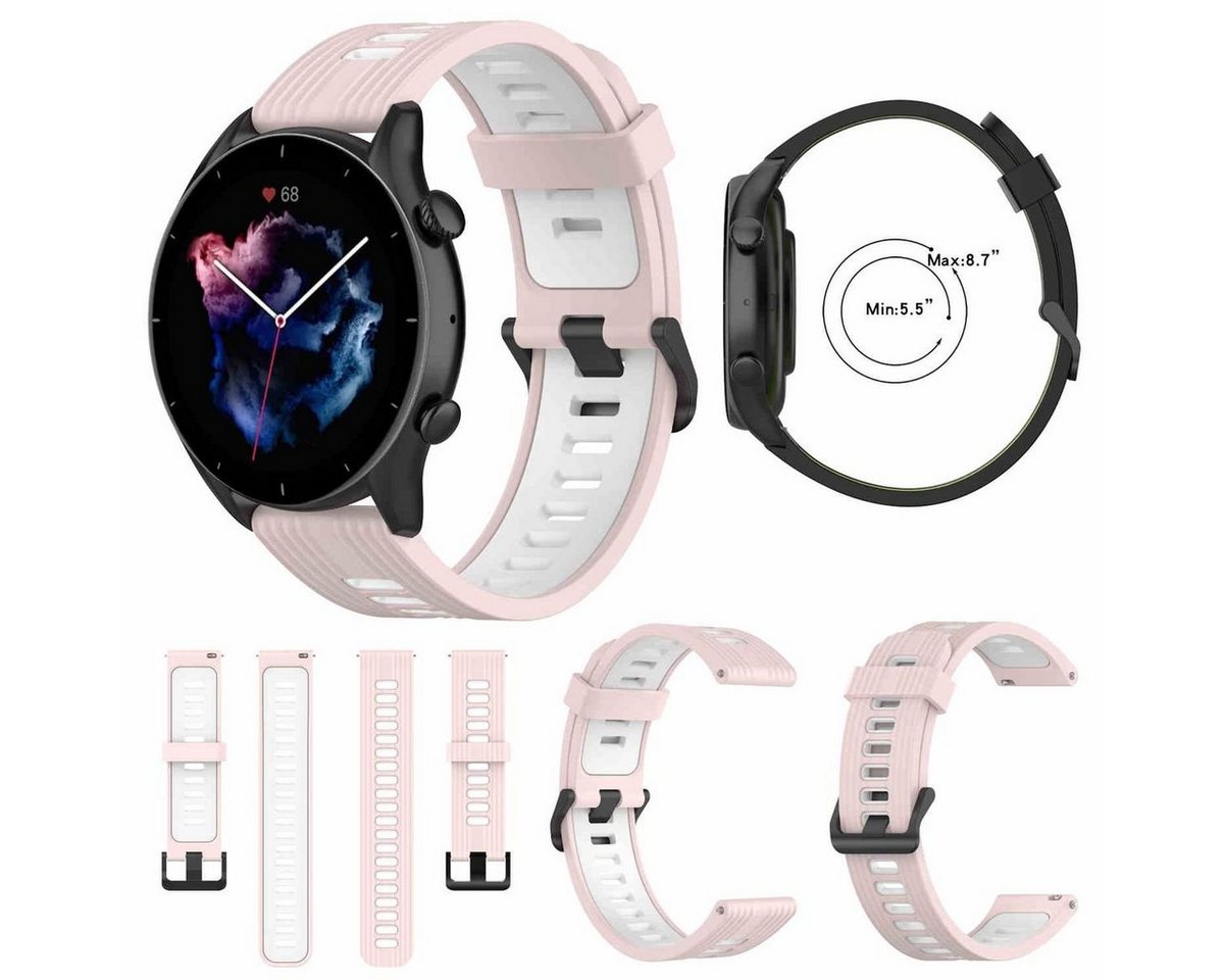 Wigento Smartwatch-Armband Für Amazfit GTR 4 / GTS 4 Watch Uhr Kunststoff / Silikon Armband Ersatz Arm Band Ersatz Rosa / Weiß von Wigento