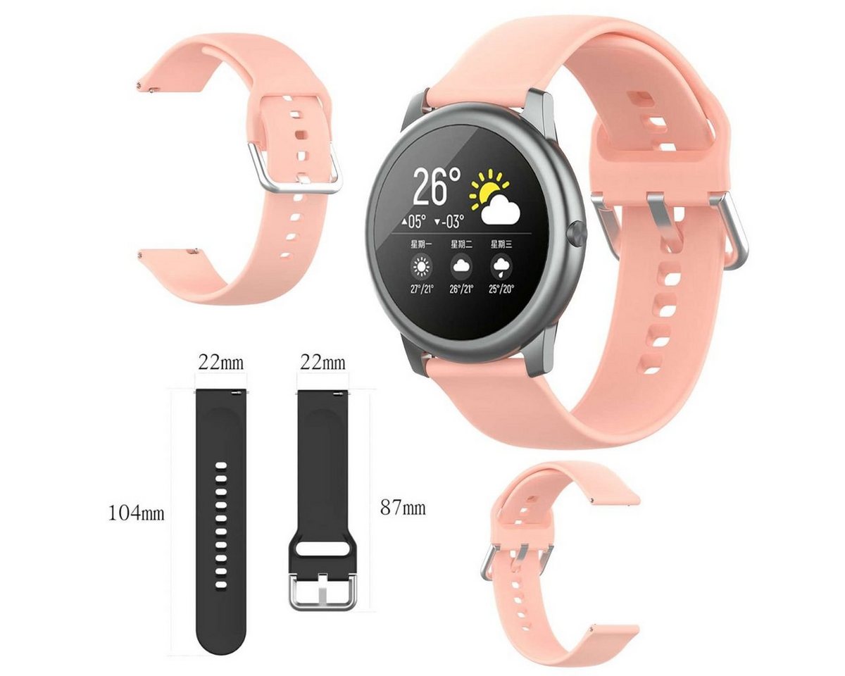 Wigento Smartwatch-Armband Für Xiaomi Haylou Solar LS05 Kunststoff / Silikon Armband Watch Uhr Rosa Ersatz Arm Band von Wigento
