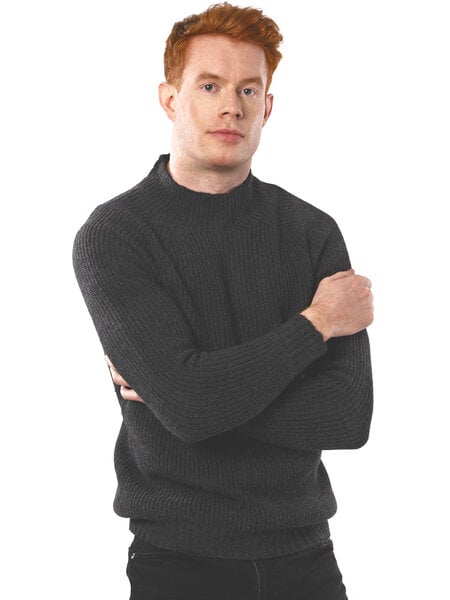 Will's Vegan Shop Recycled Slouch Mockneck Charcoal Knit Herren von Will's Vegan Shop