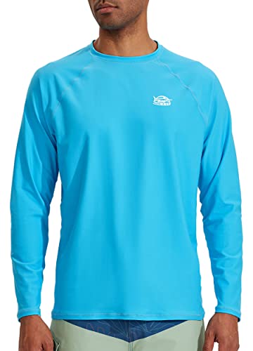 Willit Herren Rashguard-Bade-Shirt, LSF, Wasser-Sonnen-Shirt, langärmelig, LSF 50+, UV-Schutz, lockere Passform, schnell trocknend, Blau, XL von WILLIT