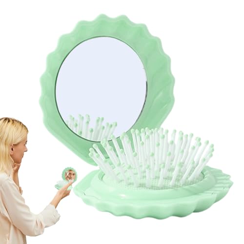 Wimnqie Faltbare Haarbürste | Schalenförmige Taschenbürste Für Damen - Kopfhautmassagekamm Mini Kosmetikspiegel Set für Damen Mädchen Alltags Pflege Bad Auto Camping Reise Wimnqie Faltbare Haarbürste | Schalenförmige Taschenbürste Für Damen - Kopfhautmassagekamm Mini Kosmetikspiegel Set für Damen Mädchen Alltags Pflege Bad Auto Camping Reise von Wimnqie