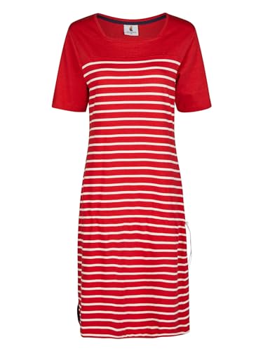Wind Damen Shirtkleid, Sommerkleid, Strandkleid, mit Korderzug gestreift, luftig, maritim, Knielang rot-weiß 42 von Wind