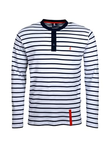 Wind Herren Langarm Polo-Shirt, Piqué, Polo-Hemd, mit Knopfleiste, gestreift, maritim, luftig weiß-Navy 6XL von Wind