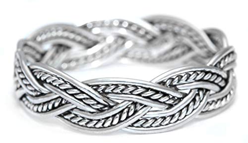 Vikings Partner Ring NAIRA 5 mm Boho Partnerring mit Zopfmuster Vintage Freundschaftsring 925 Sterlingsilber (Silber, 44 (14.0)) von Windalf