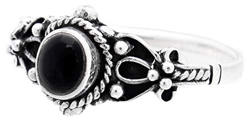 Windalf Damen Ring mit Stein SANJA 8 mm Onyx Schutzring Silberring 925 Sterlingsilber (Silber, 52 (16.6)) von Windalf