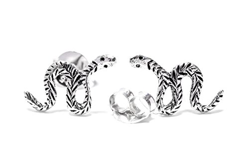 WINDALF Paradies Ohrstecker SNAKE 12 mm Schlangenschmuck Gothik Silber Ohrringe 925 Sterlingsilber von Windalf