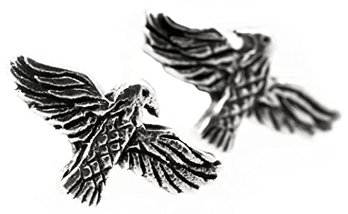 WINDALF Vikings Ohrstecker HUGIN & MUNIN 12 mm Odins Raben Ohrschmuck 925 Sterlingsilber von Windalf