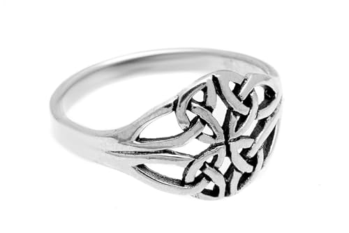 Windalf Celtic Irischer Ring BRIGANTIA 10 mm Keltische Blume des Lebens Pagan-Schmuck 925 Sterlingsilber (Sterlingsilber, 15) von Windalf