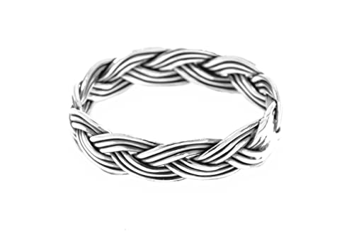 Windalf Damen Ring RIGA 4 mm Zopf-Ring Wikinger Schmuck Handarbeit aus Silber (Sterlingsilber, 20) von Windalf