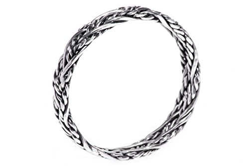 Windalf Kelten Ring SKÅRA h: 0.4 cm Flecht-Muster Handgearbeitet 925 Sterlingsilber (Silber, 46 (14.6)) von Windalf