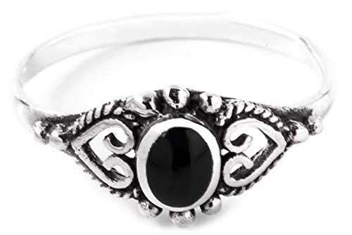 Windalf Schmaler Mittelalter Ring MELINA 8 mm Onyx Bohemia Vintage Freundschaftsring Elfenring 925 Sterlingsilber (Silber, 58 (18.5)) von Windalf