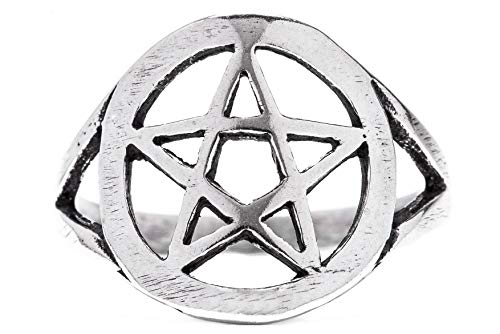 Windalf Schutz Ring PENTAS h: 1.4 cm Pentagramm Schmuck Antik 925 Sterlingsilber (Silber, 54 (17.2)) von Windalf