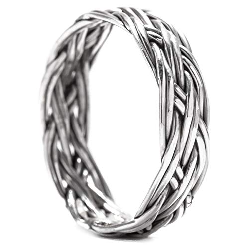 Windalf Viking Ring LOREDANE h: 0.5 cm Pagan Flechtmuster Antik Hochwertiges Silber (Silber, 54 (17.2)) von Windalf