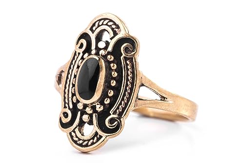 Windalf Wikinger Ring TANIA 17 mm Onyx Wikingerkunst Onyx Bronze (Bronze, 48 (15)) von Windalf