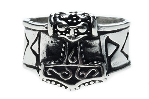 Windalf Wikinger Ring THORNTAN Thorshammer mit Runen 925 Sterlingsilber (Silber, 72 (22.9)) von Windalf