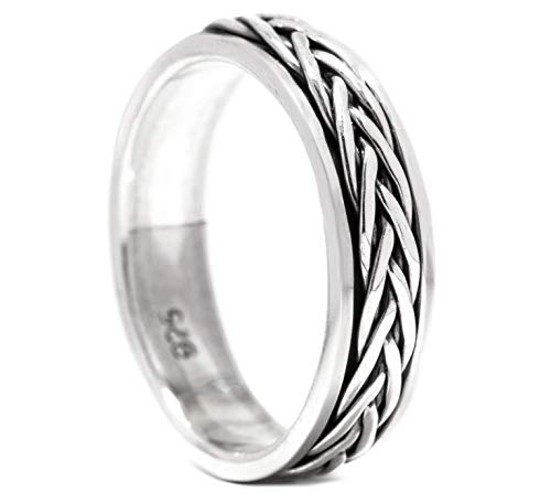 Windalf Wikinger Ring WIRA h: 0.5 cm Flechtmuster Drehring Hochwertiges Silber (Silber, 56 (17.8)) von Windalf