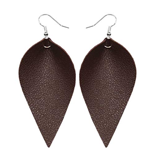 Windy5 Mädchen Handgefertigte Leder Ohrringe Boho Blatt Teardrop Haken baumeln hängendes Ohr-Bolzen-Frauen-Schmucksachen (2.8 * 6cm, light tan) (2.8 * 6cm, dark coffee) von Windy5