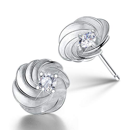 ✦Muttertagsgeschenke für Mama✦ Winglove 18 Karat Vergoldung Ohrringe Silber 925 CZ Hohl Liebesherz/Wirbel Ohrstecker Zirkonia Ohrringe Schmuck Damen Geschenke für Frauen.und (White Gold-Swirl) von Winglove