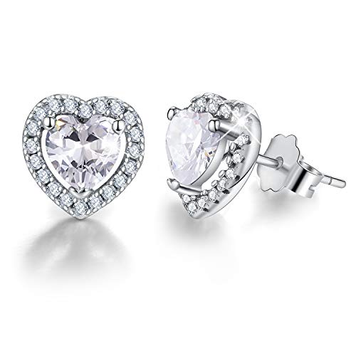 ✦Muttertagsgeschenke für Mama✦ Winglove Ohrringe Silber 925 Geburtsstein Liebe Herz Ohrstecker Zirkonia Ohrringe Schmuck Damen Muttertagsgeschenk.(April-Diamond) von Winglove