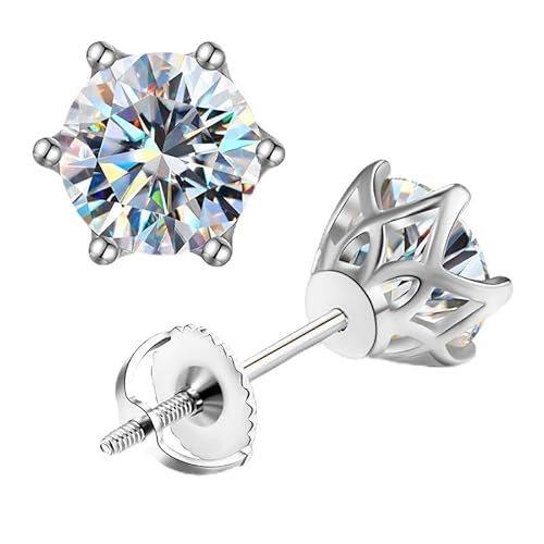 ✦Valentinstag Geschenk Für Sie✦ Winglove Moissanite Ohrringe Silber 925 Damen 0,5-1 Karat Faden mit Spitze sechs Krallen Ohrringe Moissanit Diamant,VVS1 Reinheit D Farbe,Geschenke für Frauen.(0.5ct) von Winglove