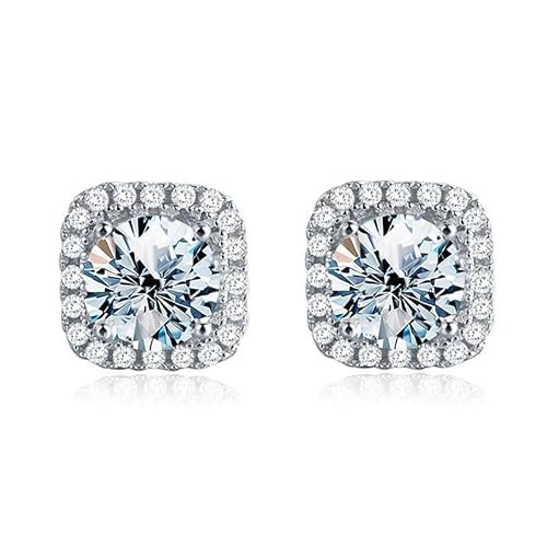 ✦ Muttertagsgeschenke für Mama ✦ Winglove Moissanite Ohrringe Silber 925 Damen 0,5-1 Karat Quadrat Form Moissanit Diamant Ohrstecker, VVS1 Reinheit D Farbe, Geschenke für Frauen.(1ct) von Winglove