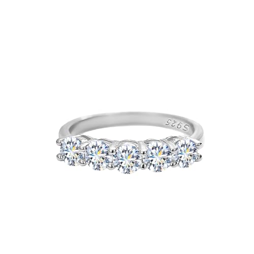 Winglove ✦Valentinstag Geschenk Moissanite Ringe Silber 925 Damen 0,3 ct Fünf Sterne Diamantring Moissanit Diamant, VVS1 Reinheit D Farbe, Geschenke für Frauen.[0,3ct,56.5(18.2)] von Winglove