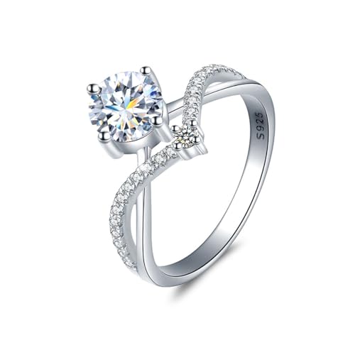 Winglove ✦Valentinstag Geschenk Moissanite Ringe Silber 925 Damen 0,5 ct Prinzessin Krone Diamantring Moissanit Diamant, VVS1 Reinheit D Farbe, Geschenke für Frauen.[0,5ct,59(19)] von Winglove