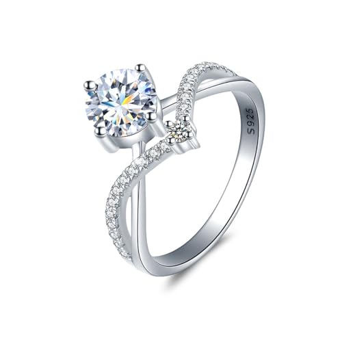 Winglove ✦Valentinstag Geschenk Moissanite Ringe Silber 925 Damen 0,5 ct Prinzessin Krone Diamantring Moissanit Diamant, VVS1 Reinheit D Farbe, Geschenke für Frauen.[0,5ct,61.5(19.75)] von Winglove