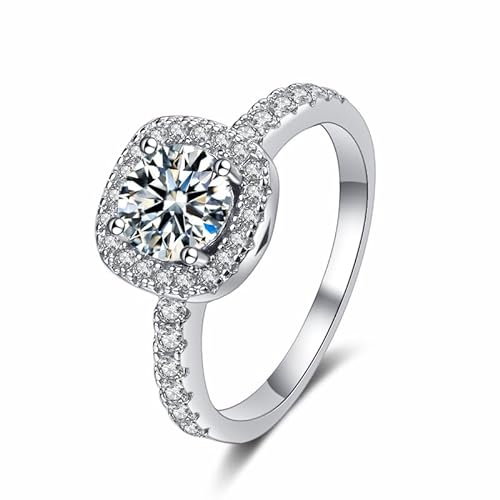 Winglove ✦Valentinstag Geschenk Moissanite Ringe Silber 925 Damen 0,5ct/1ct/2ct/3ct Klassischer quadratischer Ringe Moissanit Diamant,VVS1 Reinheit D Farbe,Geschenke für Frauen.[2ct,56.5(18.2)] von Winglove